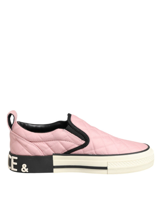Dolce &amp; Gabbana – Slip-On-Sneaker aus gestepptem Nylon in Rosa