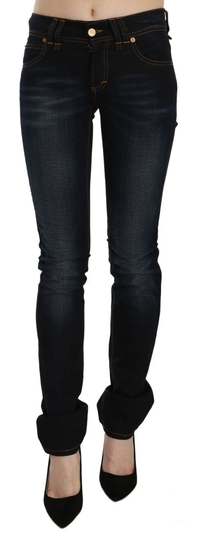 John Galliano Dunkelblaue Slim Fit Jeanshose aus Denim mit mittlerer Taille 