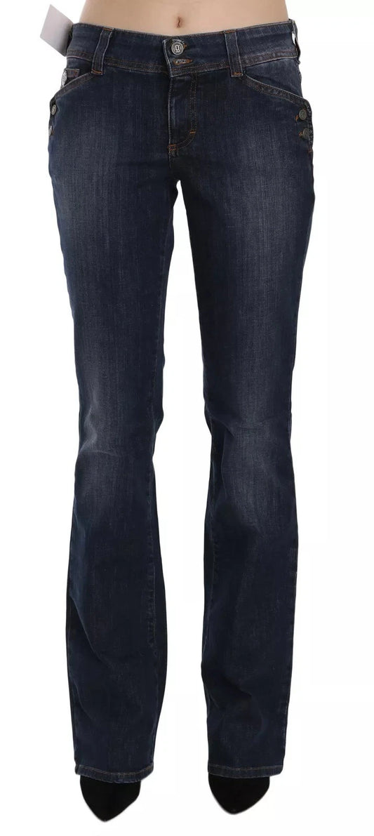 John Galliano Blau verwaschene Jeans mit mittlerer Taille und ausgestelltem Denim, Freizeithose 