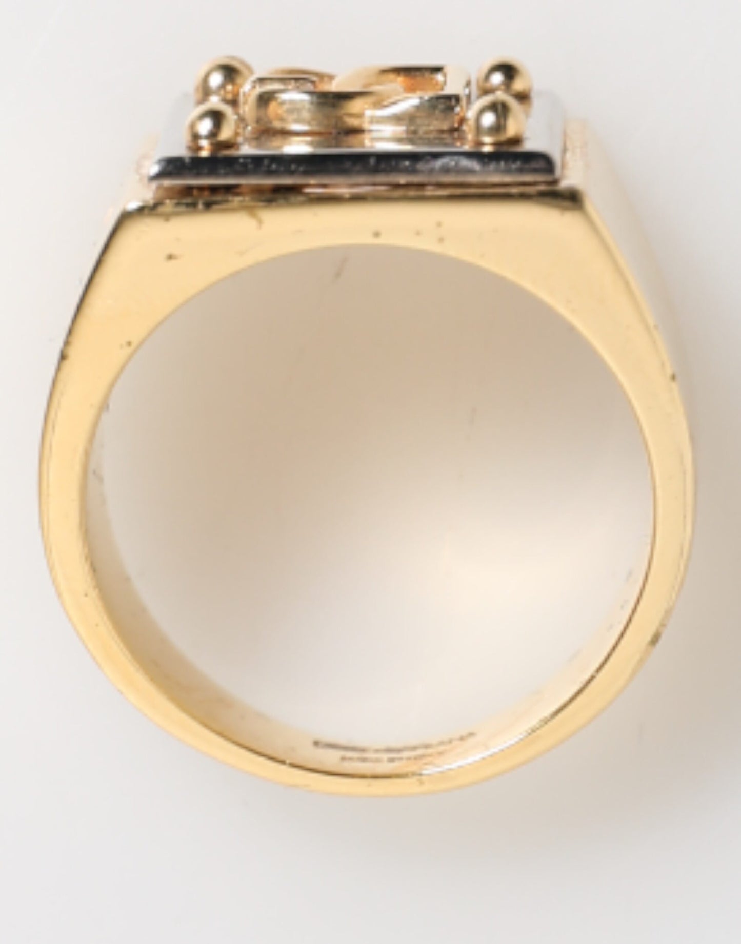 Dolce &amp; Gabbana Herrenring aus goldfarbenem Messing mit quadratischer DG-Logoplakette 