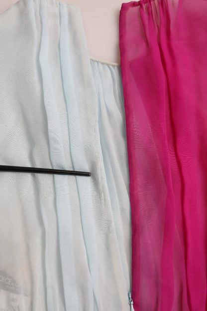 Dolce &amp; Gabbana – Hellblaues, zweifarbiges Midikleid aus Seide