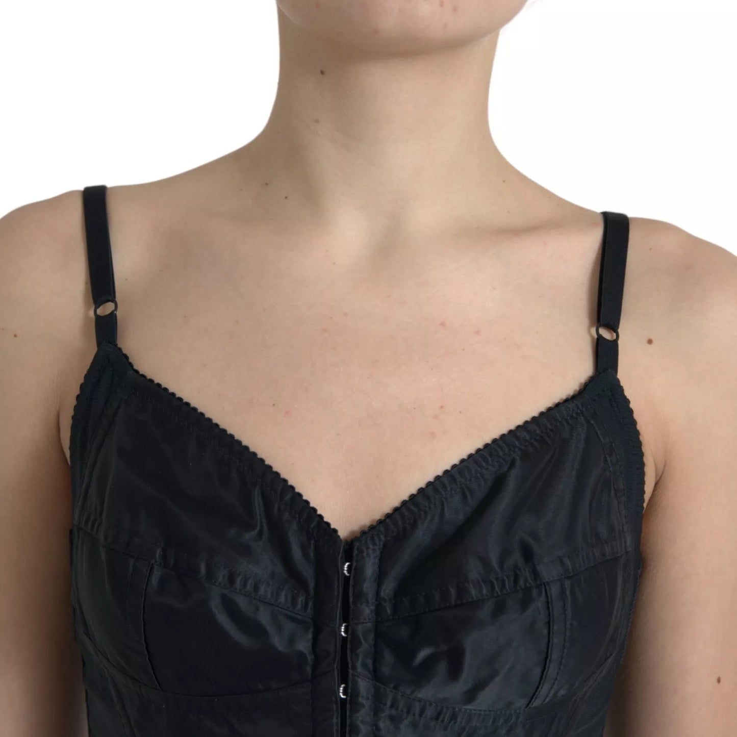 Dolce &amp; Gabbana – Schwarzes, figurbetontes Korsett-Bustier-Minikleid aus Nylon