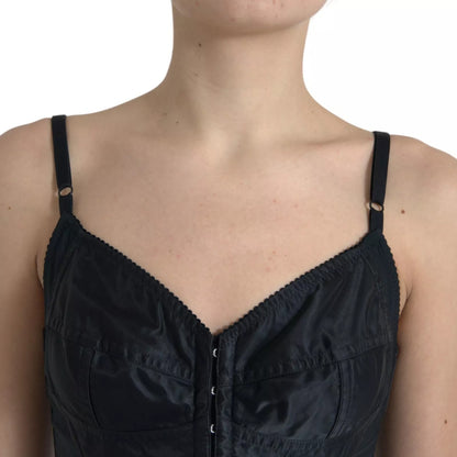 Dolce &amp; Gabbana – Schwarzes, figurbetontes Korsett-Bustier-Minikleid aus Nylon