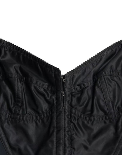 Dolce &amp; Gabbana – Schwarzes, figurbetontes Korsett-Bustier-Minikleid aus Nylon