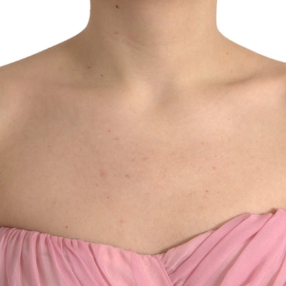 Dolce &amp; Gabbana – Trägerloses Maxikleid aus Seide in A-Linie in Rosa