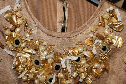 Dolce &amp; Gabbana Gold SPECIAL Piece Runway Crystal Bluse