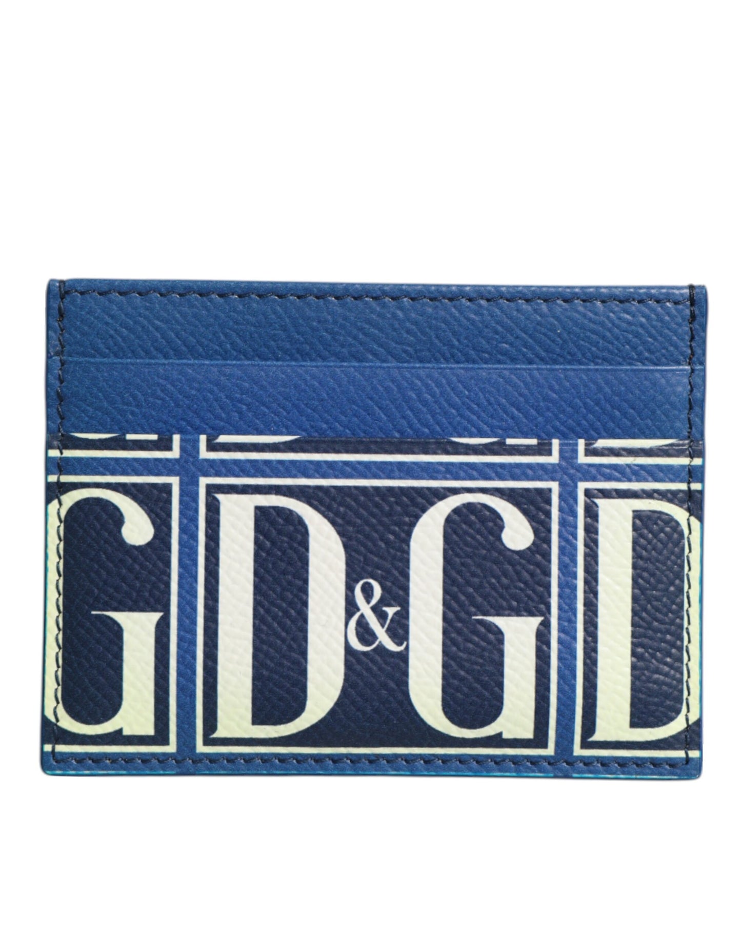 Dolce &amp; Gabbana – Kartenetui aus blauem Kalbsleder mit DG-Logo und Monogramm