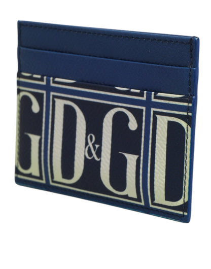 Dolce &amp; Gabbana – Kartenetui aus blauem Kalbsleder mit DG-Logo und Monogramm