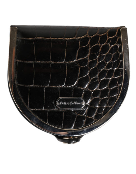 Dolce & Gabbana Black Polished Crocodile Leather Mens Coin Purse Wallet