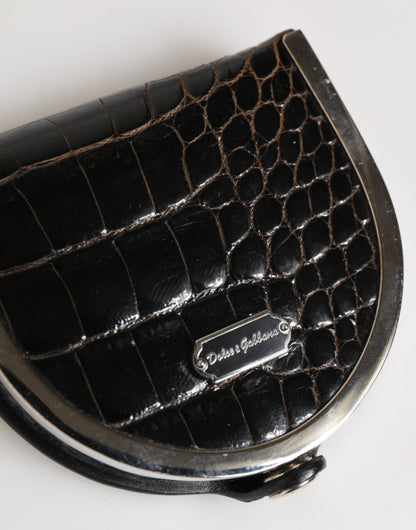Dolce &amp; Gabbana Herren-Geldbörse aus poliertem Krokodilleder in Schwarz