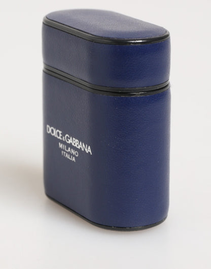 Dolce &amp; Gabbana Blaues Leder-Flip-Etui mit Logo-Print für Herren