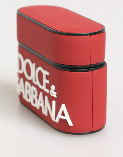 Dolce &amp; Gabbana – Airpods-Etui aus Silikon mit geprägtem Logo in Rot und Weiß