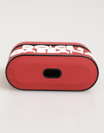 Dolce &amp; Gabbana – Airpods-Etui aus Silikon mit geprägtem Logo in Rot und Weiß