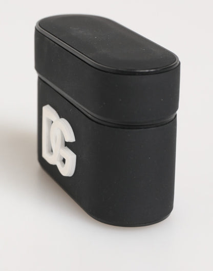 Dolce &amp; Gabbana – Airpods-Etui mit geprägtem Logo aus Gummi in Schwarz und Weiß