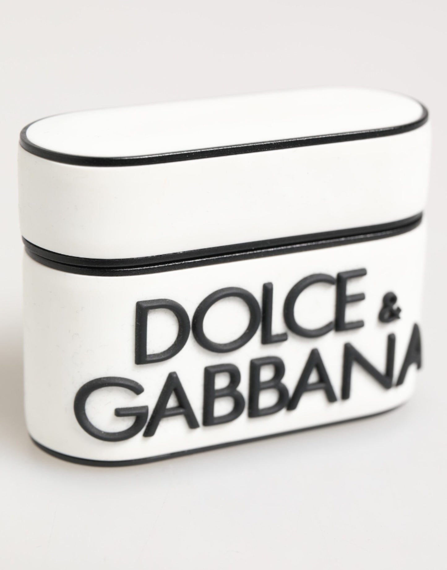 Dolce &amp; Gabbana – Airpods-Etui mit geprägtem Logo aus Gummi in Weiß und Schwarz