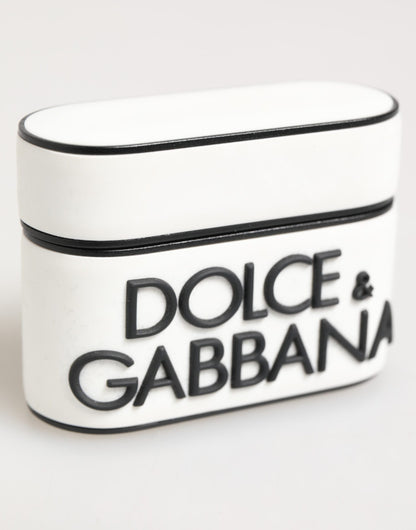 Dolce &amp; Gabbana – Airpods-Etui mit geprägtem Logo aus Gummi in Weiß und Schwarz
