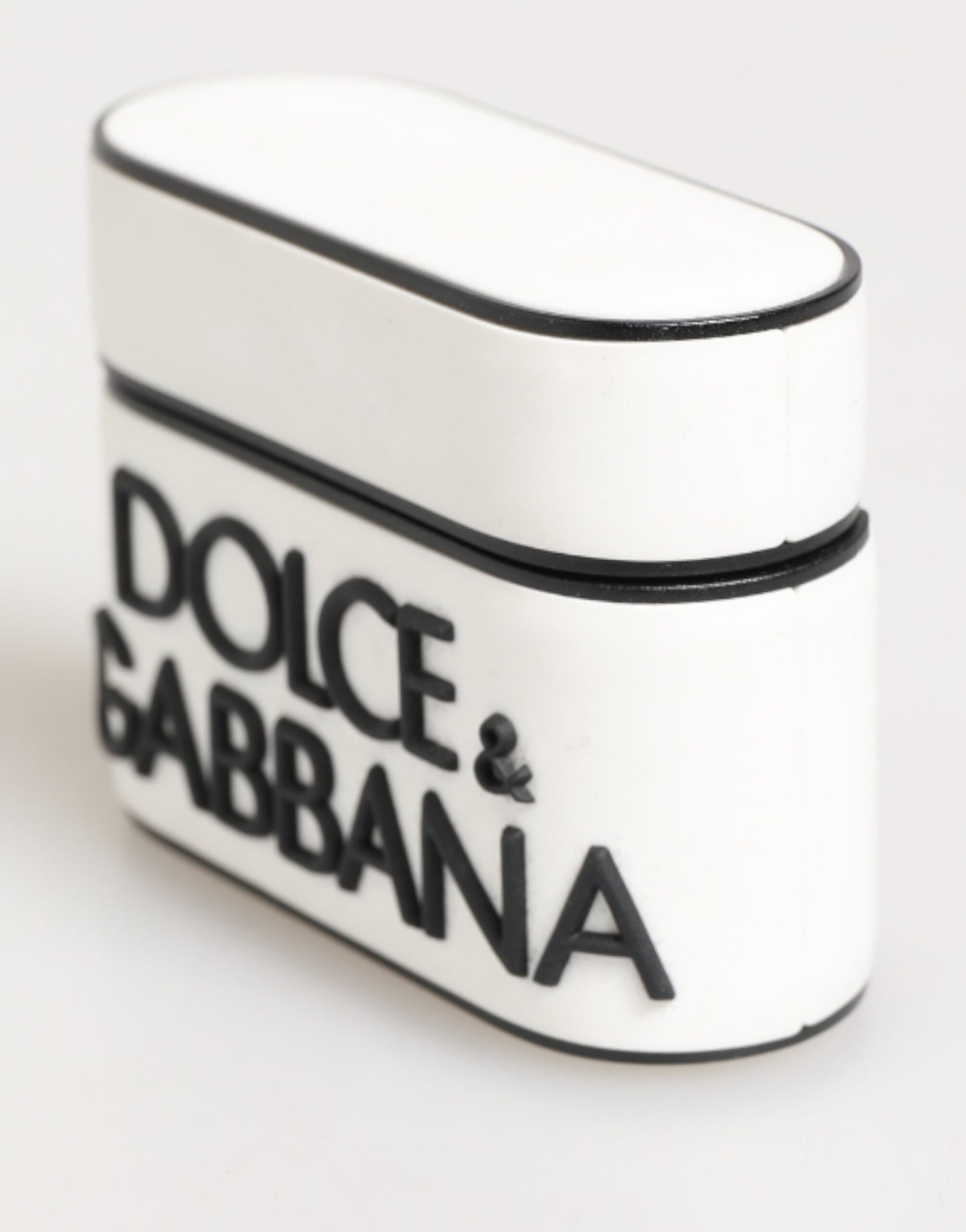 Dolce &amp; Gabbana – Airpods-Etui mit geprägtem Logo aus Gummi in Weiß und Schwarz