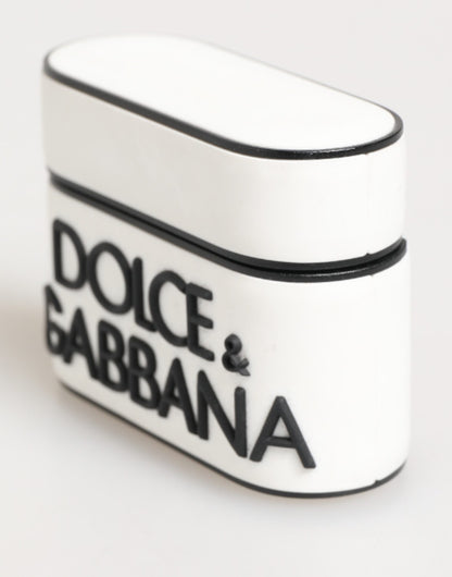 Dolce &amp; Gabbana – Airpods-Etui mit geprägtem Logo aus Gummi in Weiß und Schwarz