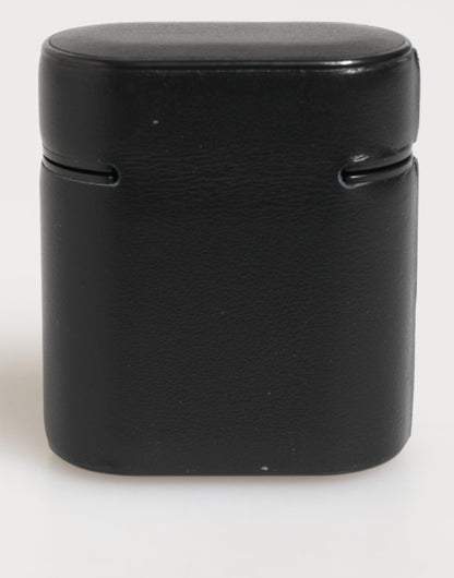 Dolce &amp; Gabbana – Airpods-Hülle mit Flip-Halter und Logo-Print aus schwarzem Kalbsleder