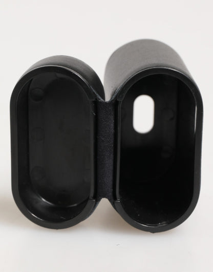 Dolce &amp; Gabbana – Airpods-Hülle mit Flip-Halter und Logo-Print aus schwarzem Kalbsleder
