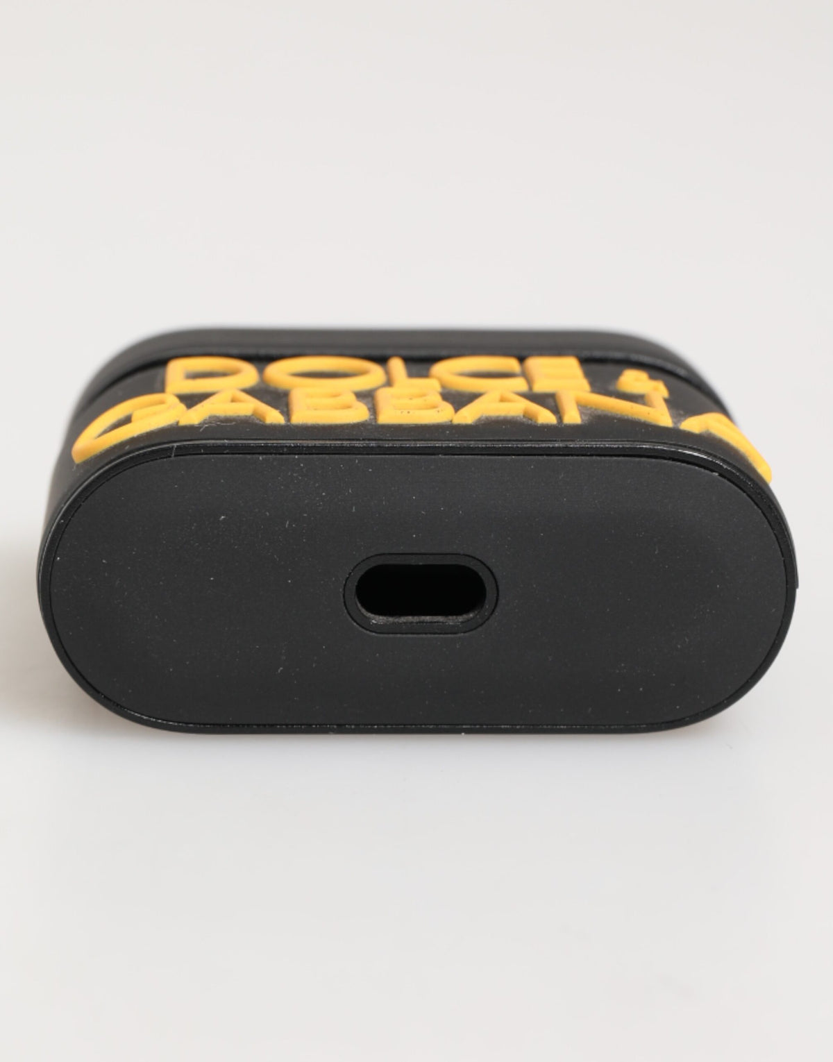 Dolce &amp; Gabbana – Airpods-Etui mit geprägtem Logo aus Gummi in Schwarz und Gelb