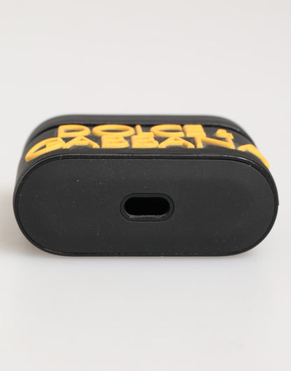 Dolce &amp; Gabbana – Airpods-Etui mit geprägtem Logo aus Gummi in Schwarz und Gelb