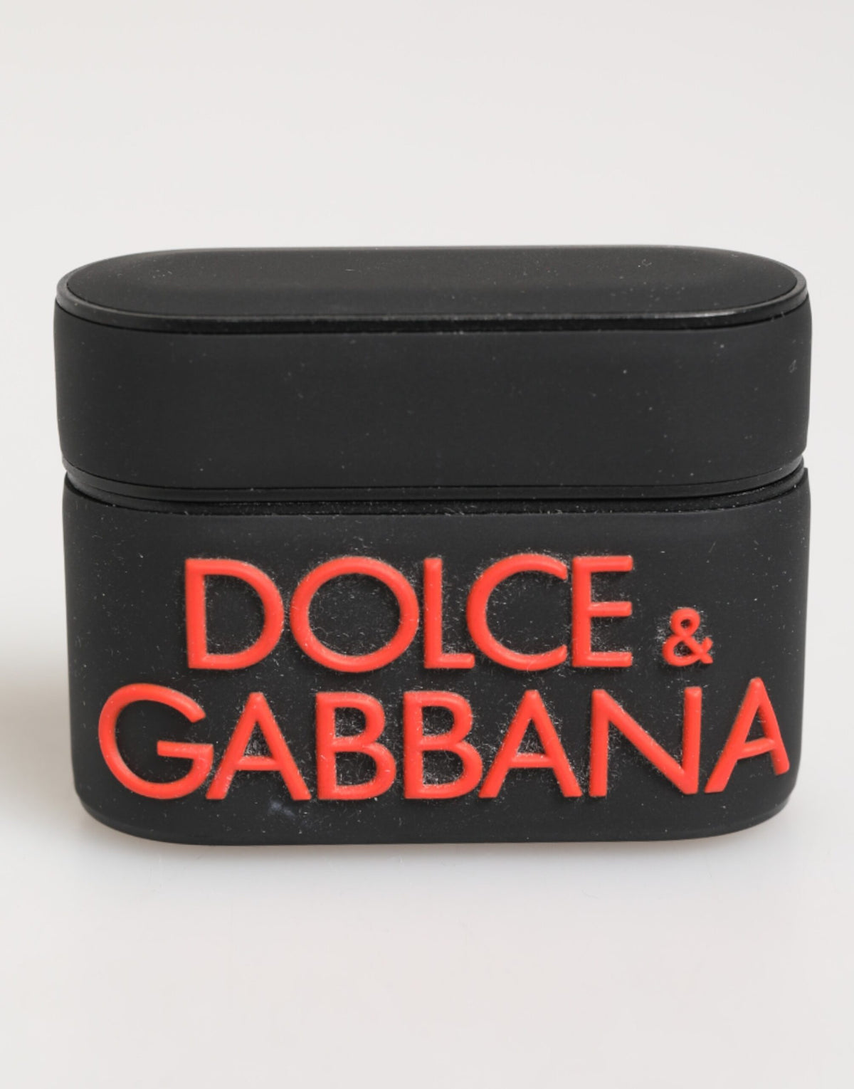 Dolce &amp; Gabbana – Airpods-Etui aus Gummi mit Logoprägung in Schwarz und Orange