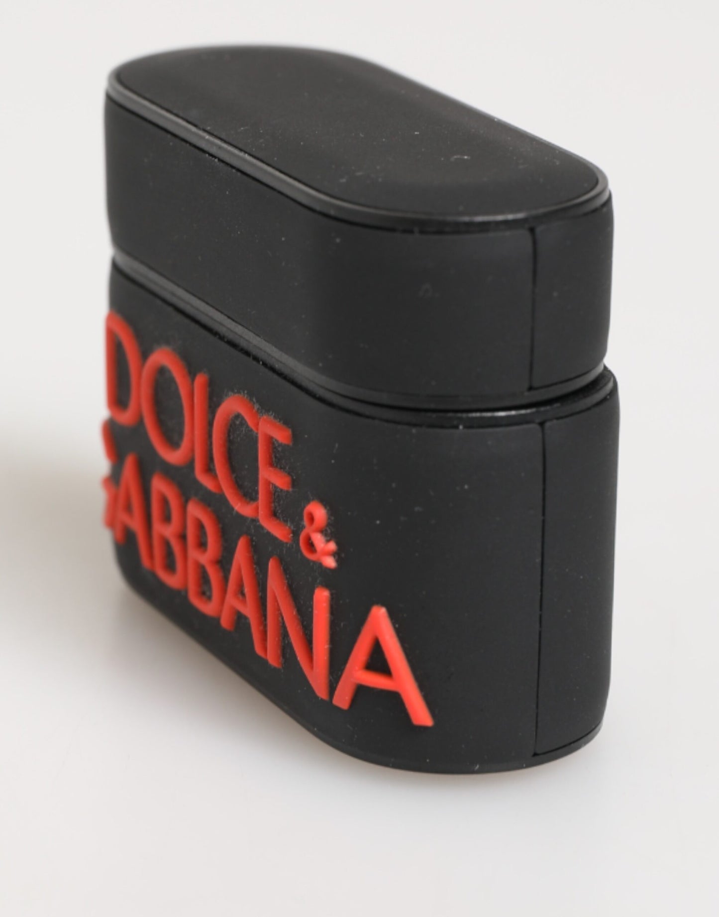 Dolce &amp; Gabbana – Airpods-Etui aus Gummi mit Logoprägung in Schwarz und Orange