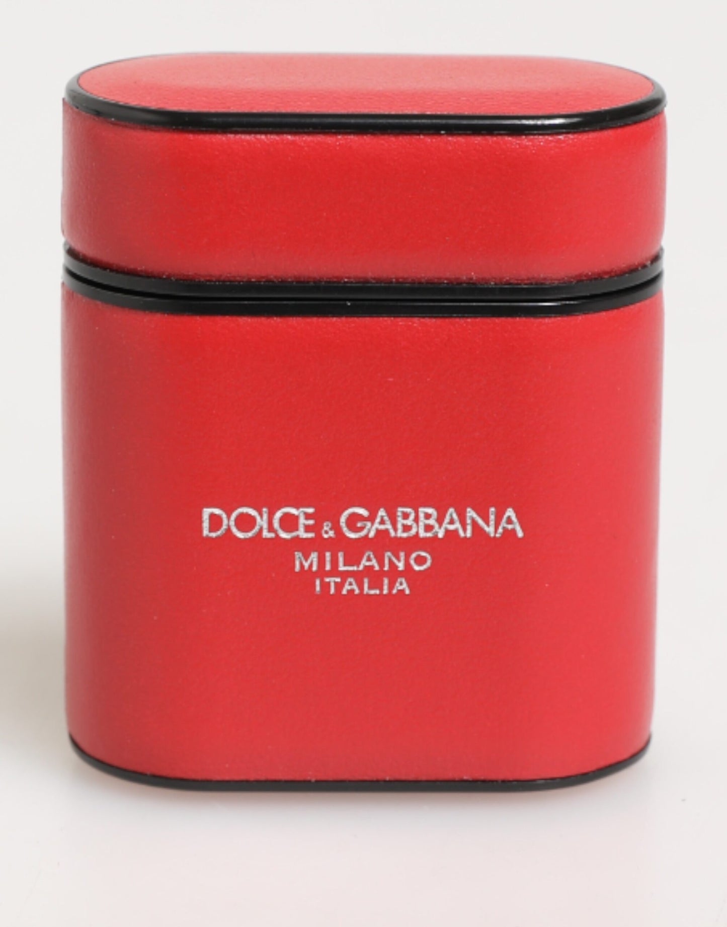 Dolce &amp; Gabbana – Airpods-Hülle mit Logo aus rotem und weißem Kalbsleder