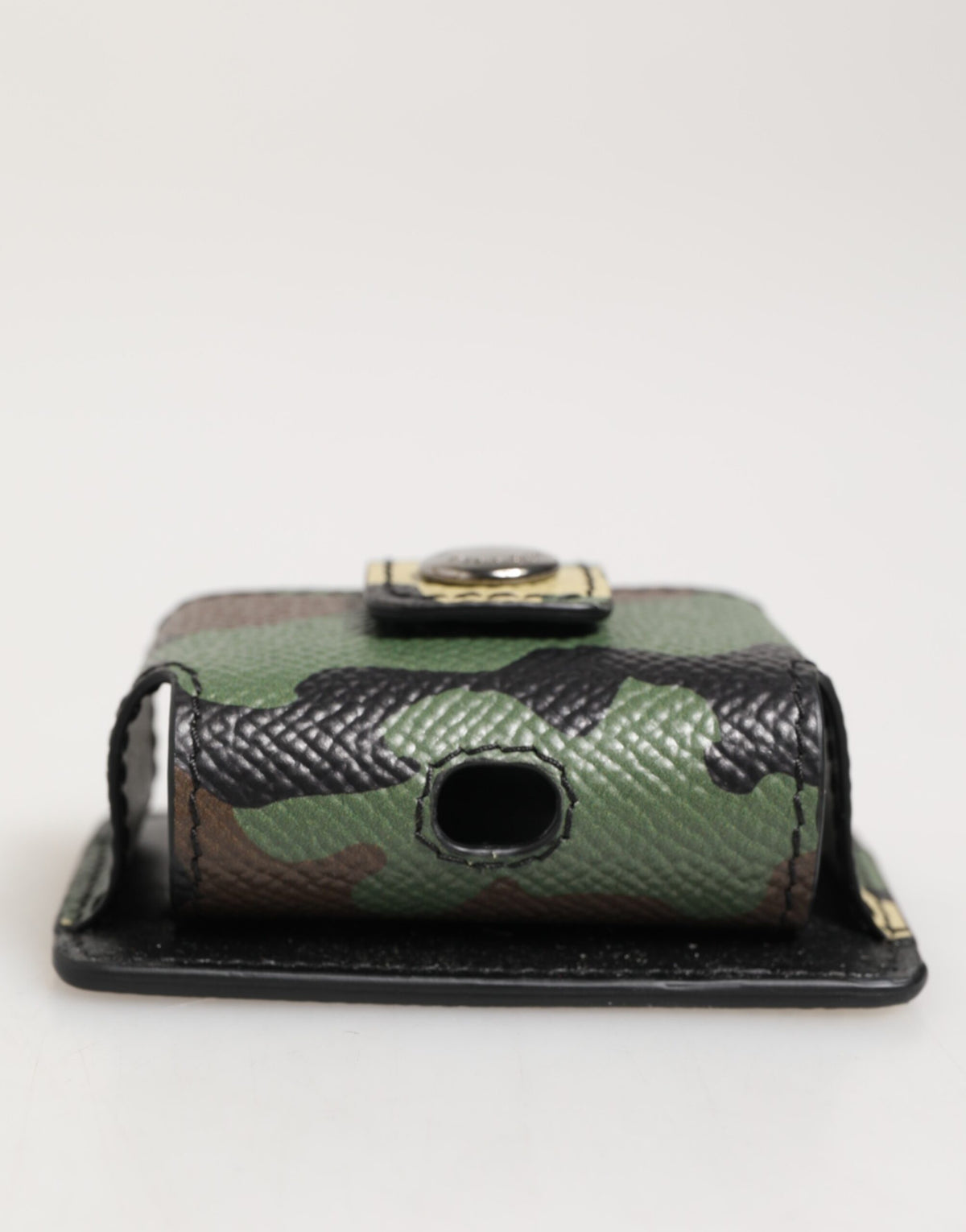 Dolce &amp; Gabbana Airpods-Etui aus mehrfarbigem Camouflage-Leder mit Metall-Accessoire