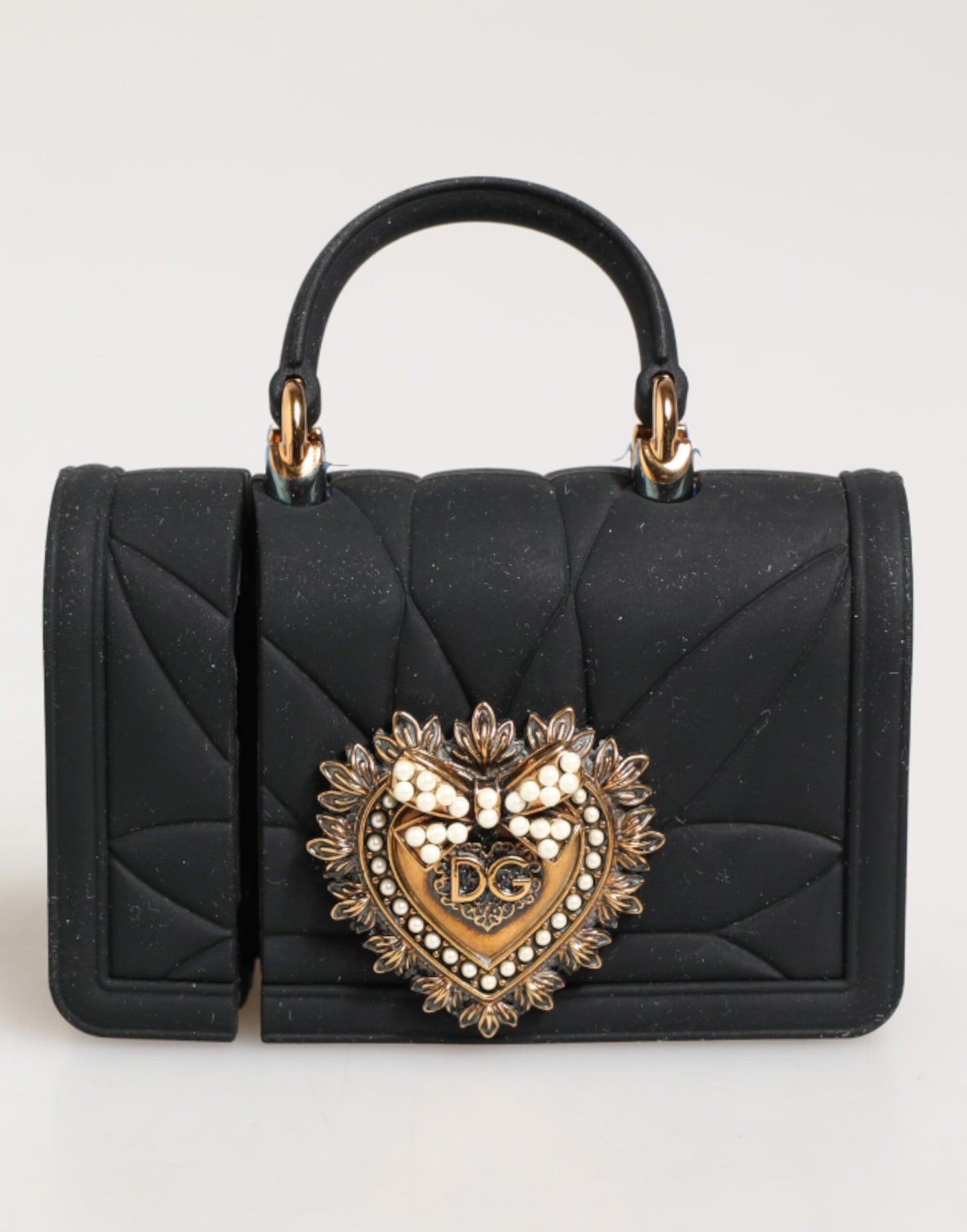 Dolce &amp; Gabbana – Schwarze Silikonhülle „Devotion Heart“ für Handtasche und Airpods