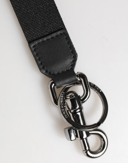 Dolce &amp; Gabbana Schwarz Blau DG Logo Polyester Messing Halter Schlüsselanhänger