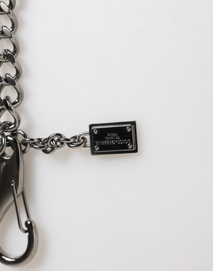 Dolce &amp; Gabbana Schlüsselanhänger mit DG-Logo, Militär-Leder, Schwarz/Rot