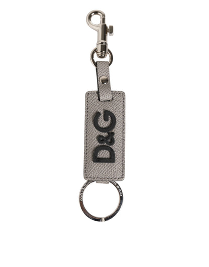Dolce &amp; Gabbana Schlüsselanhänger mit Logo aus Metall in Grau