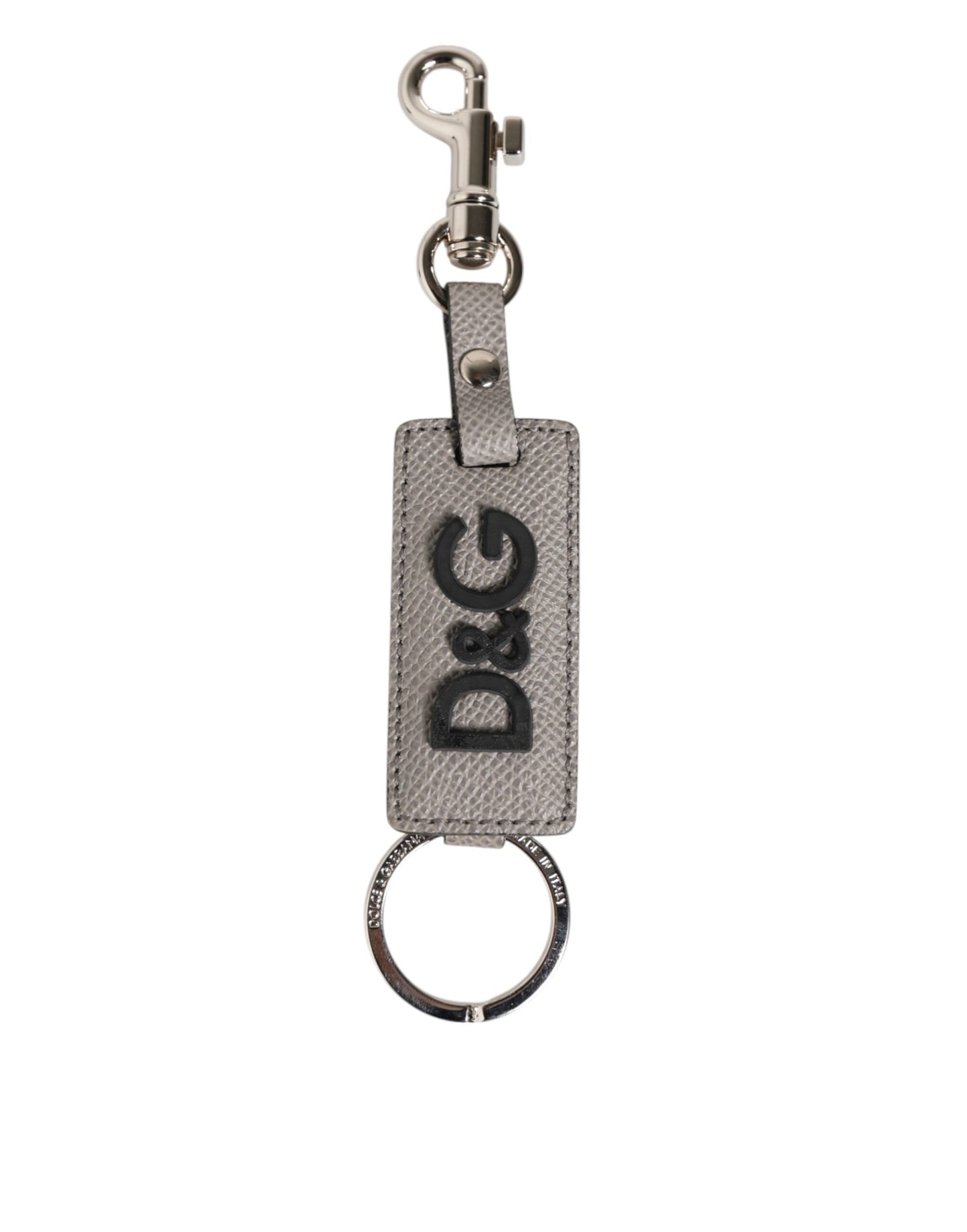 Dolce &amp; Gabbana Schlüsselanhänger mit Logo aus Metall in Grau