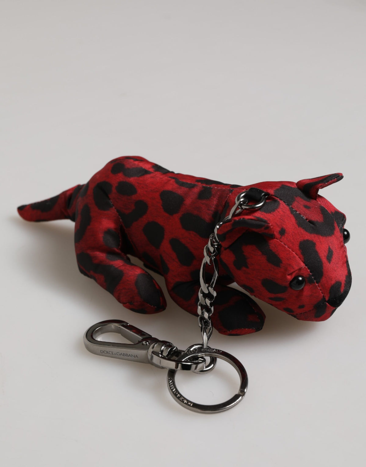 Dolce &amp; Gabbana Rot Schwarz Polyester Tier Silhouette Tasche Schlüsselanhänger Schlüsselanhänger