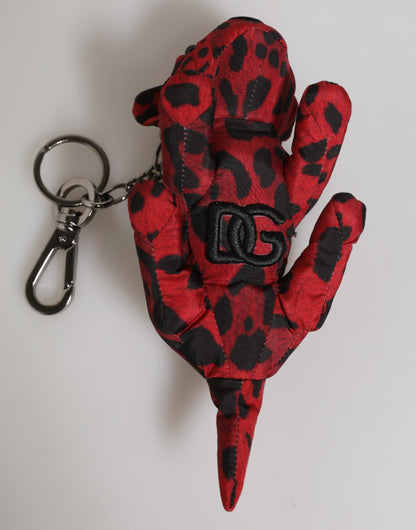 Dolce &amp; Gabbana Rot Schwarz Polyester Tier Silhouette Tasche Schlüsselanhänger Schlüsselanhänger