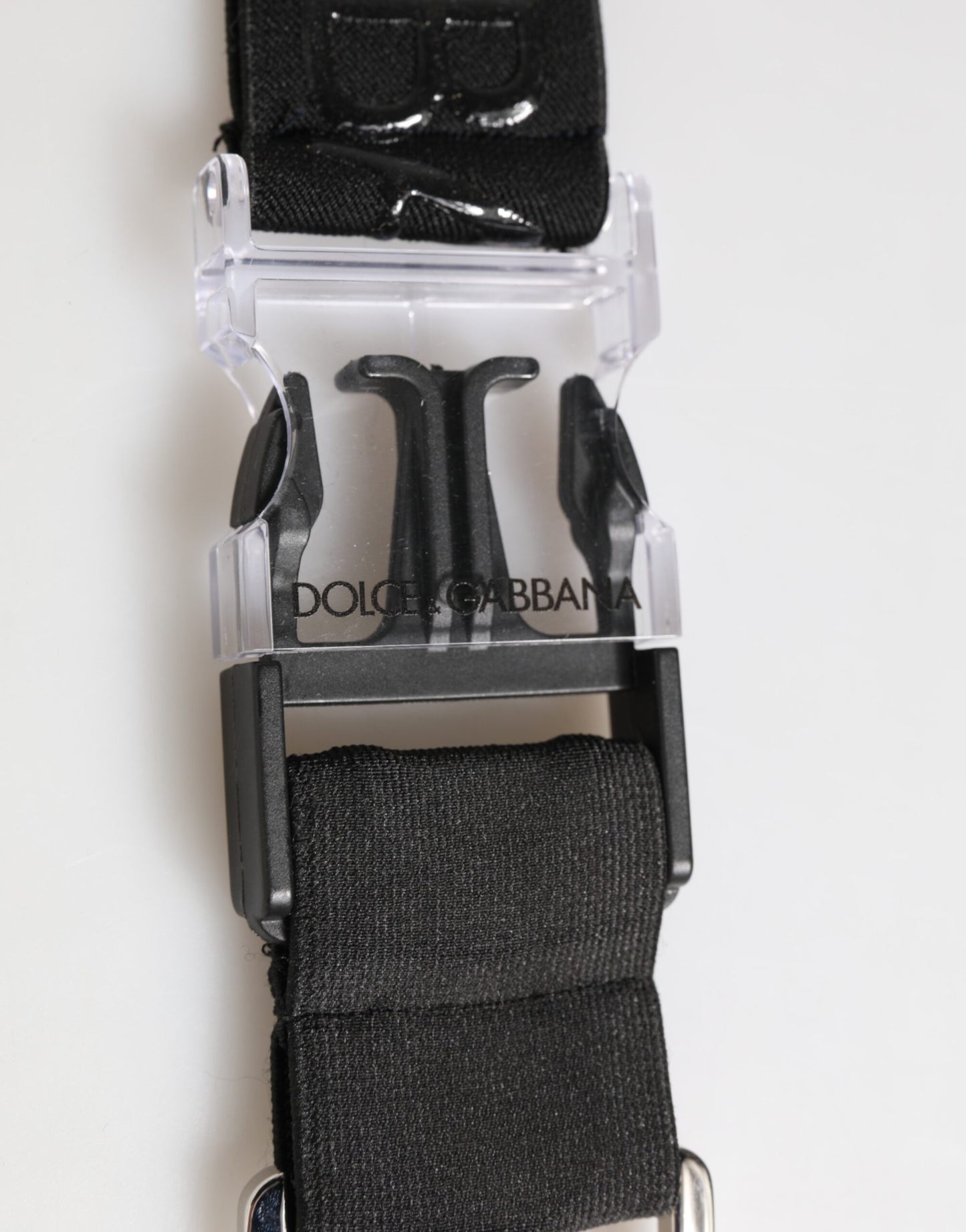 Dolce &amp; Gabbana – Schlüsselanhänger mit DG-Logo aus gummiertem Polyester-Stretch in Schwarz