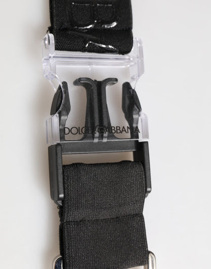 Dolce &amp; Gabbana – Schlüsselanhänger mit DG-Logo aus gummiertem Polyester-Stretch in Schwarz