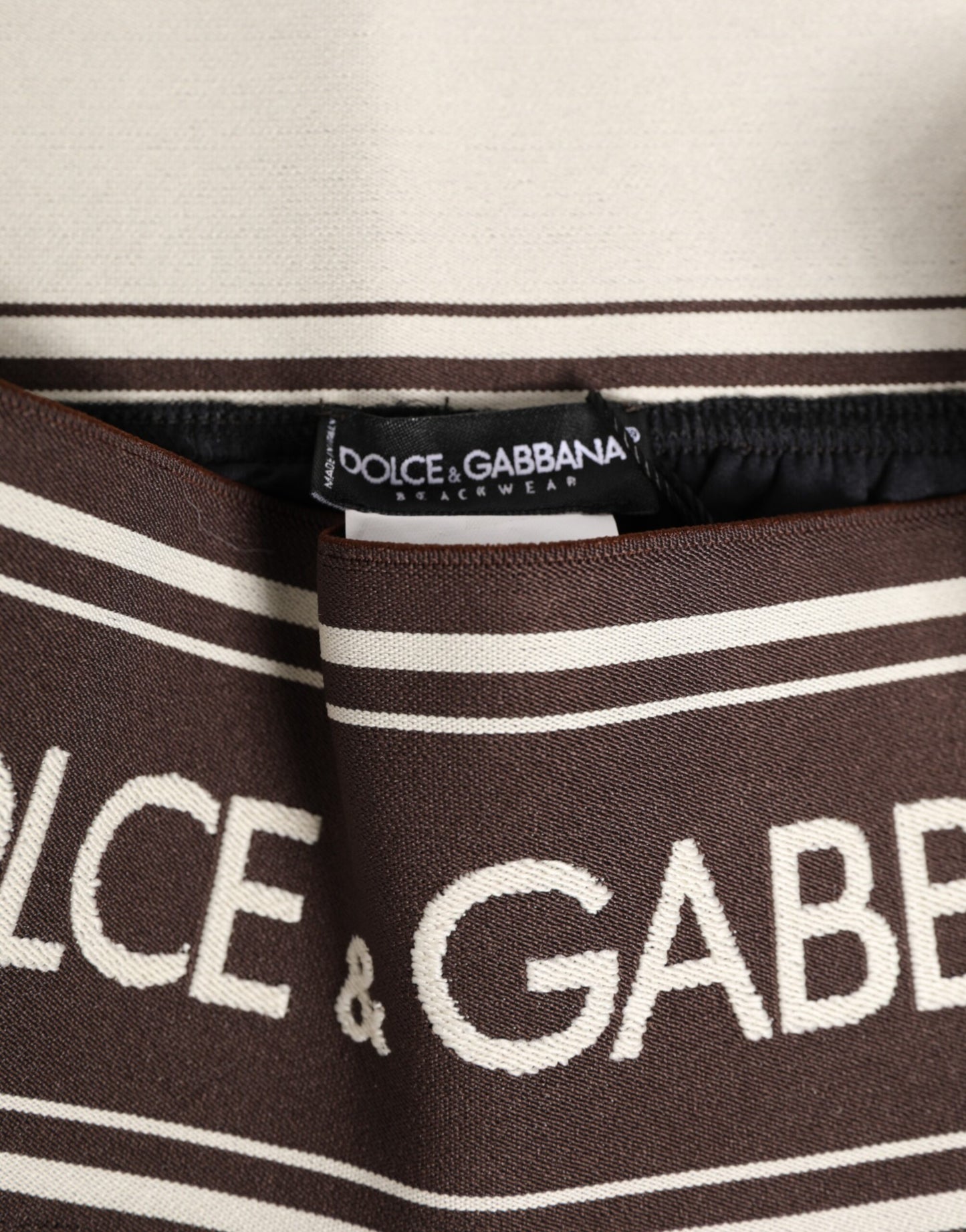 Dolce &amp; Gabbana – Braune Bademode aus Polyester mit Logo und elastischem Bund