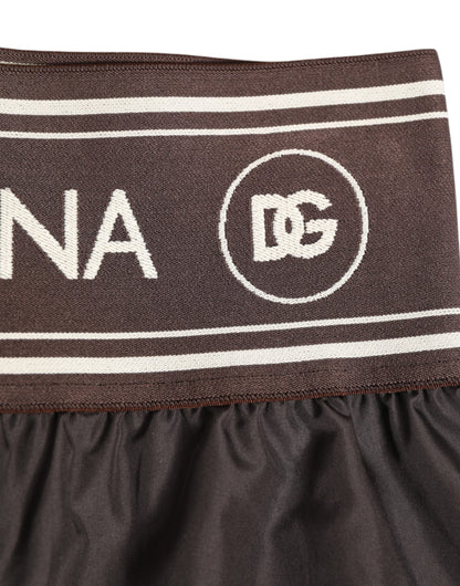 Dolce &amp; Gabbana – Braune Bademode aus Polyester mit Logo und elastischem Bund
