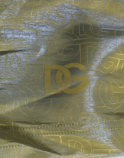 Dolce &amp; Gabbana Grün Polyester Metallic Logo Print Herren Bademode