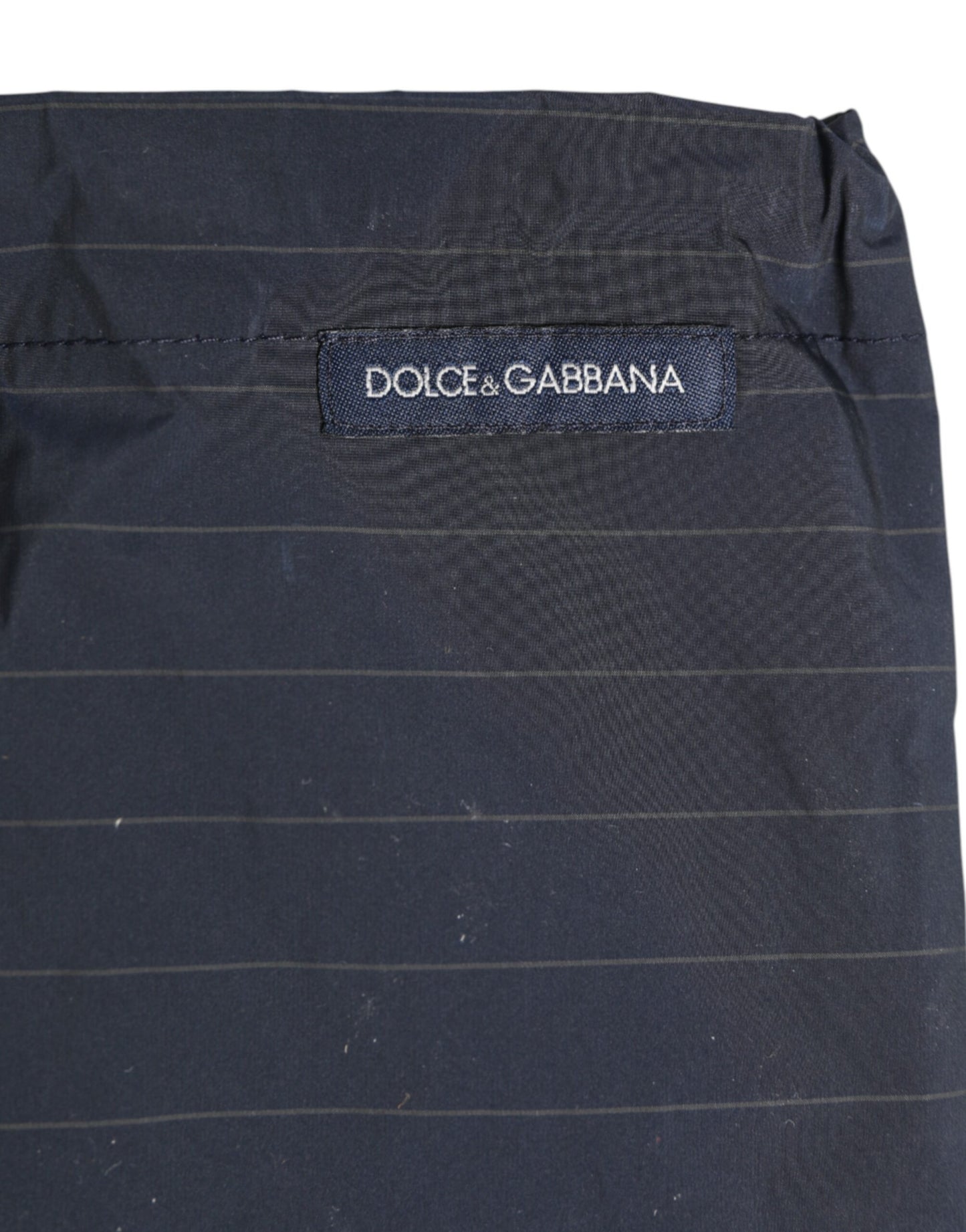 Dolce &amp; Gabbana Marineblaue Polyester-Nylon-Nadelstreifen-Bademode für Herren