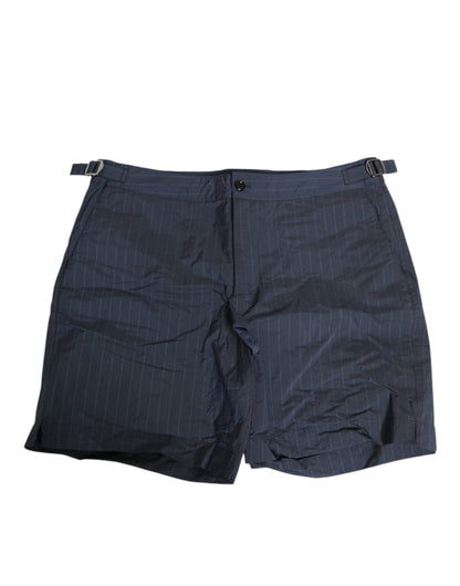 Dolce &amp; Gabbana Marineblaue Polyester-Nadelstreifen-Shorts für Herren