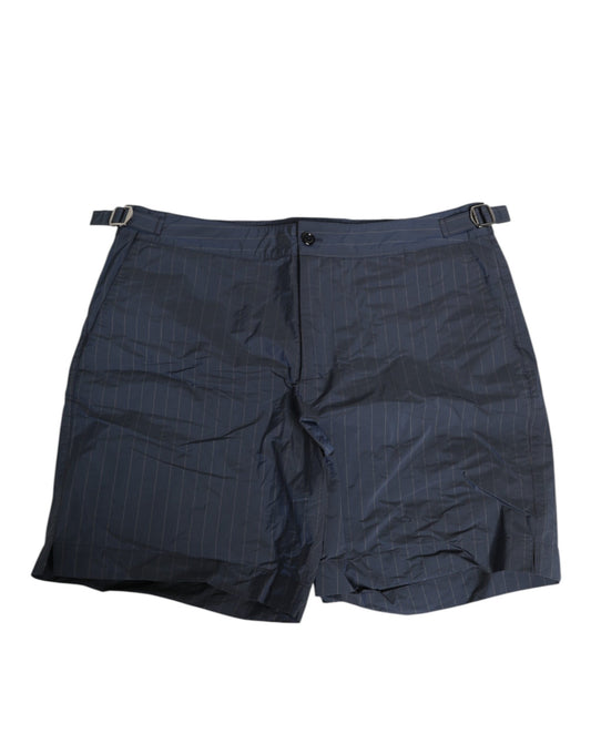 Dolce &amp; Gabbana Marineblaue Polyester-Nadelstreifen-Shorts für Herren