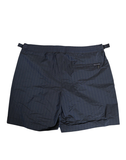Dolce &amp; Gabbana Marineblaue Polyester-Nadelstreifen-Shorts für Herren