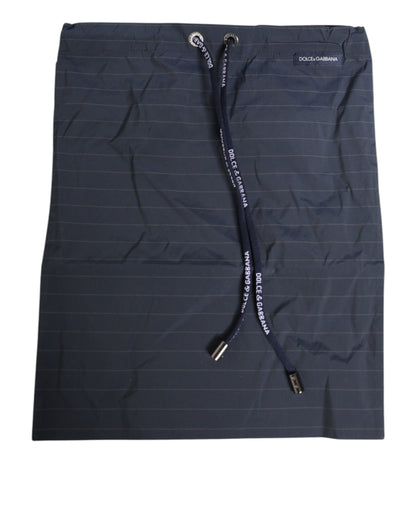 Dolce &amp; Gabbana Marineblaue Polyester-Nadelstreifen-Shorts für Herren