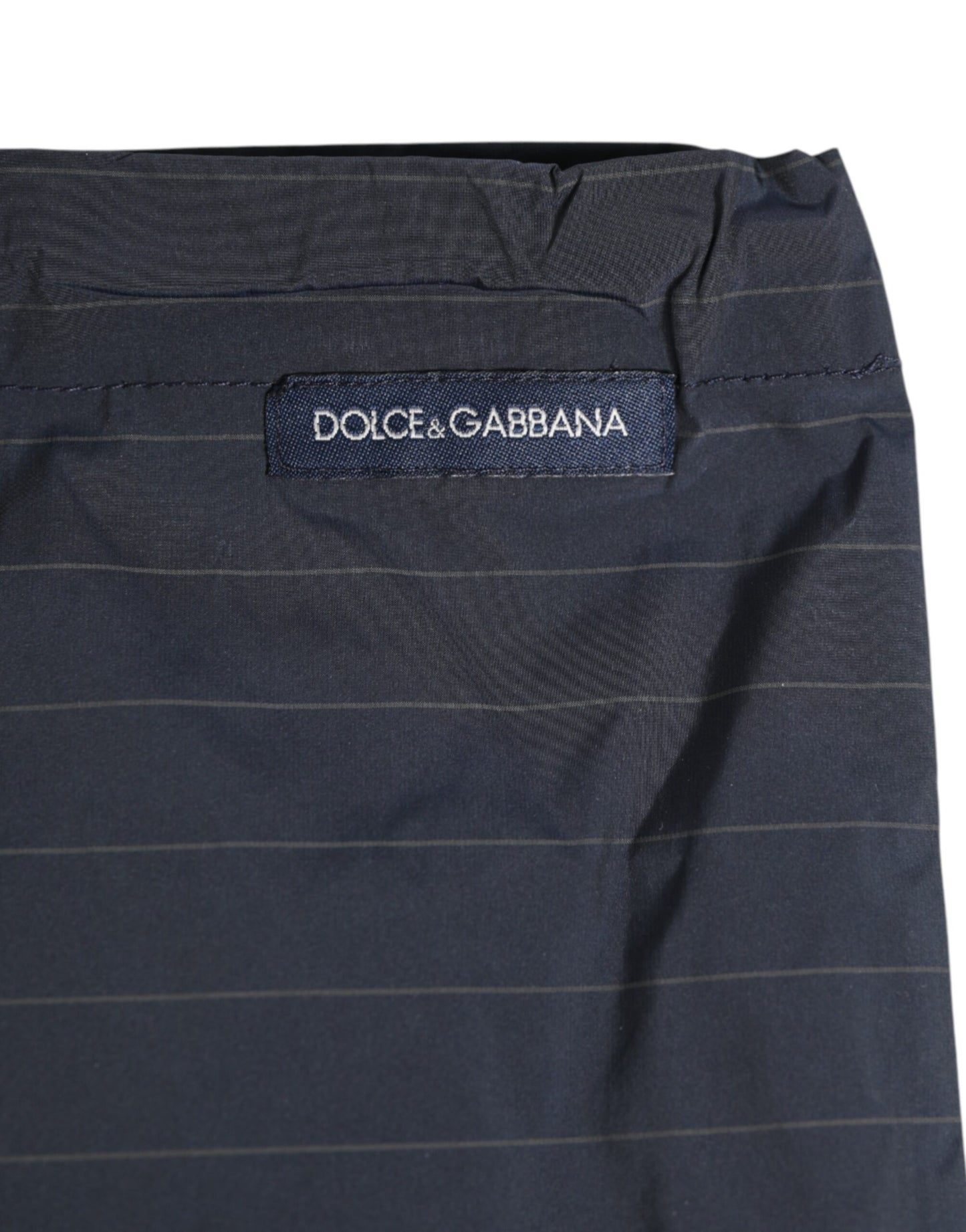 Dolce &amp; Gabbana Marineblaue Polyester-Nadelstreifen-Shorts für Herren