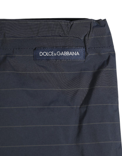 Dolce &amp; Gabbana Marineblaue Polyester-Nadelstreifen-Shorts für Herren