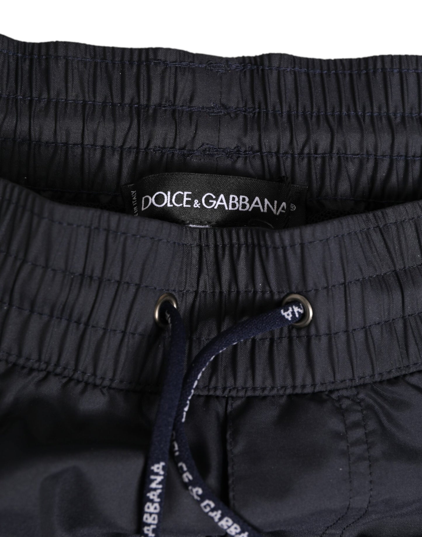 Dolce &amp; Gabbana – Bademode aus Polyester mit Logo und elastischem Bund in Schwarz und Weiß